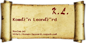 Komán Leonárd névjegykártya